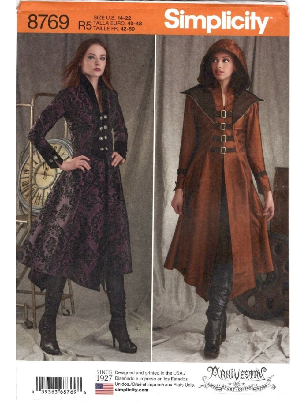 Simplicity 8769 Womens 14 to 22 Halloween Costume Coat Uncut Sewing Pattern